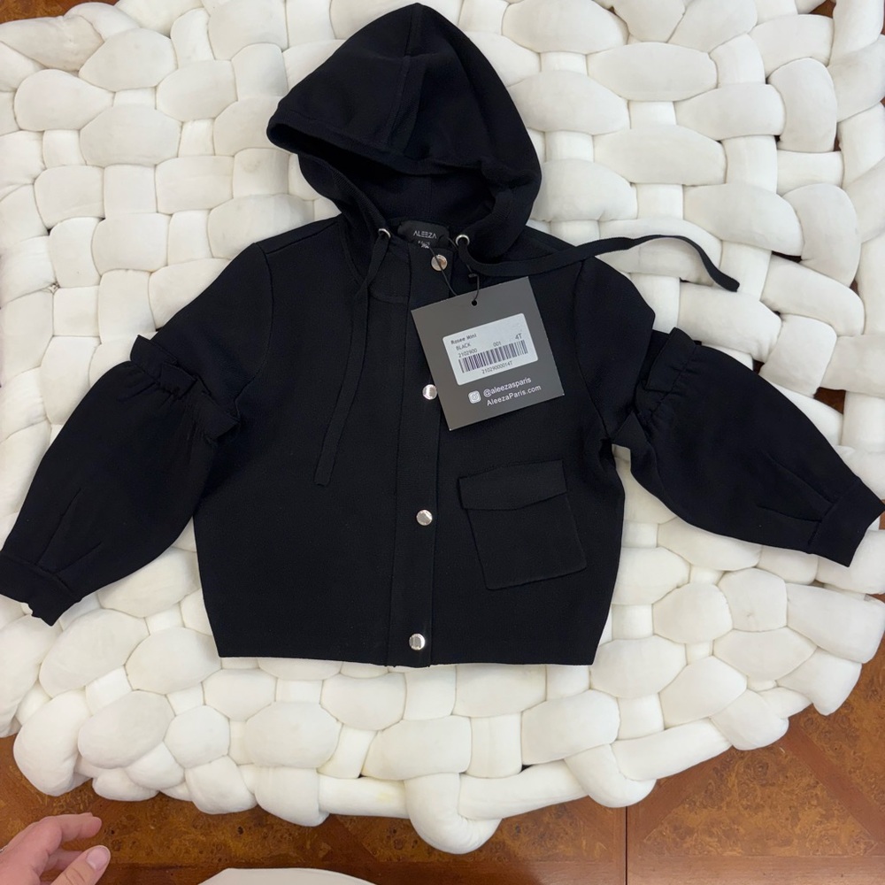 Aleeza Paris Stylish Black Kids Knit Hoodie